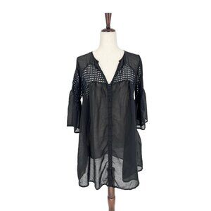 ASOS Sheer Button Up Eyelet Mini Dress | 4